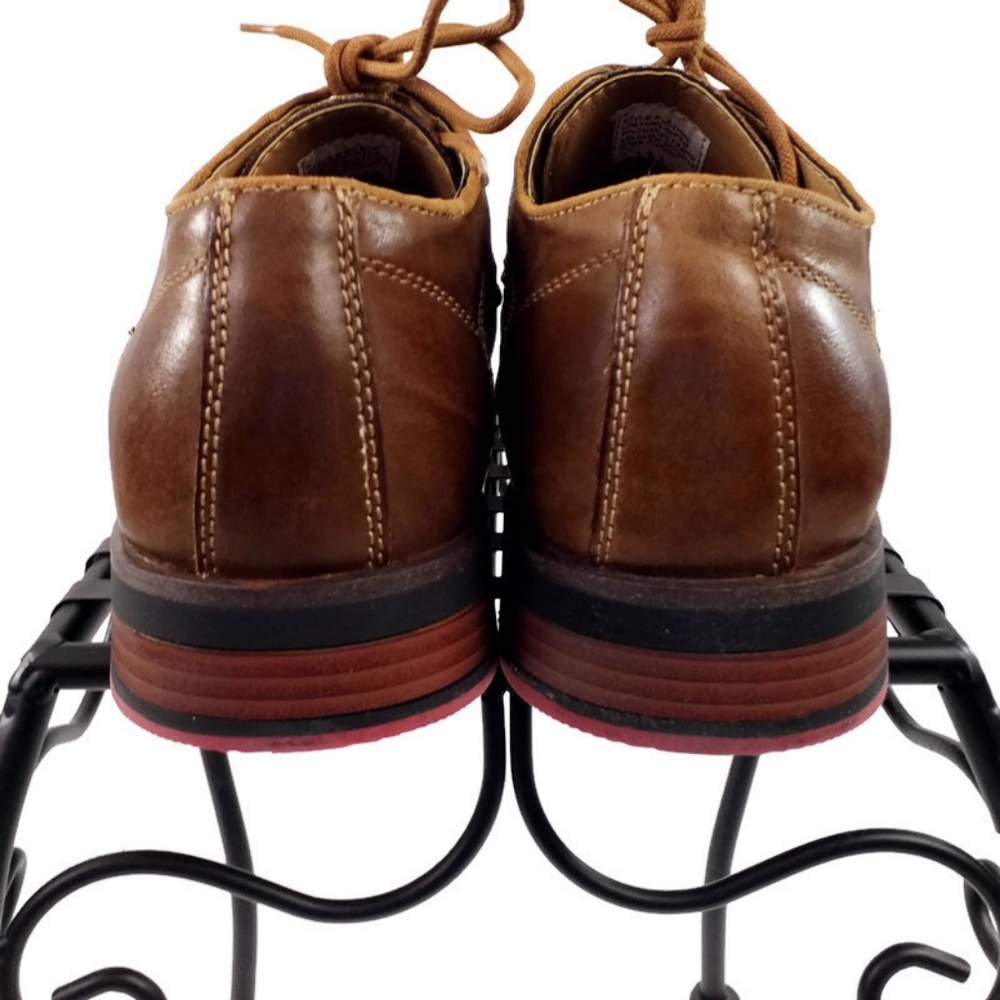 Steve Madden P-Notion Men’s Dark Tan Leather Lace-Up Derby Shoe NWOB - Picture 4 of 10